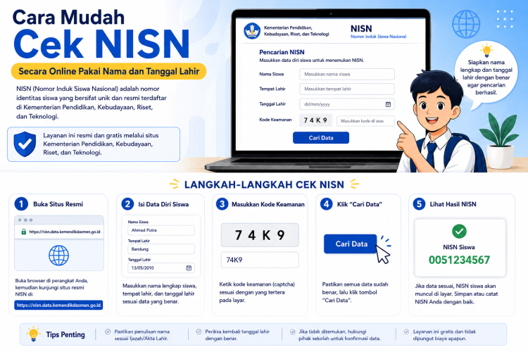 Cara Mudah Cek NISN Secara Online Pakai Nama dan Tanggal Lahir