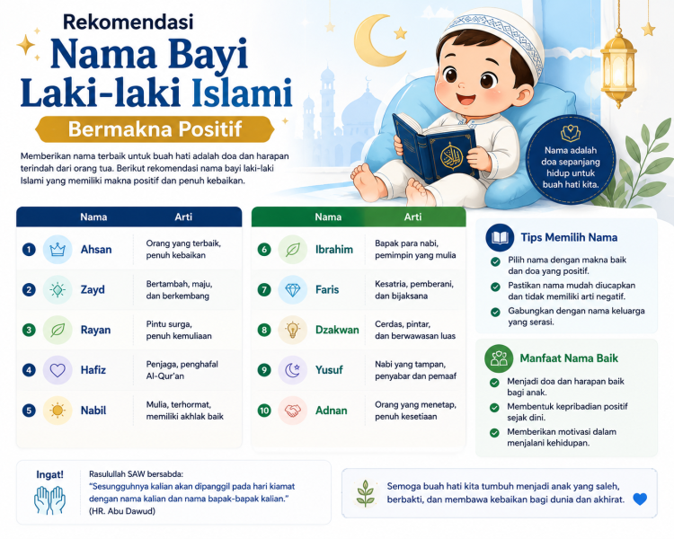 Rekomendasi Nama Bayi Laki-laki Islami Bermakna Positif