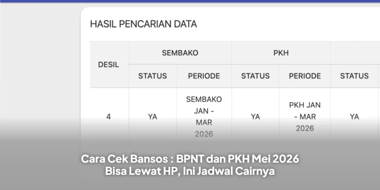Cara Cek Bansos : BPNT dan PKH Mei 2026 Bisa Lewat HP, Ini Jadwal Cairnya