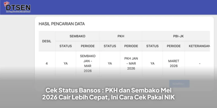 Cek Status Bansos : PKH dan Sembako Mei 2026 Cair Lebih Cepat, Ini Cara Cek Pakai NIK