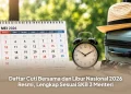 Daftar cuti bersama dan libur nasional tahun 2026 resmi sesuai SKB 3 Menteri