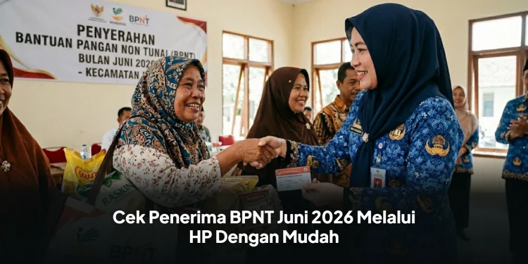 buatkan gambar ibu ibu dapet bantuan bpnt